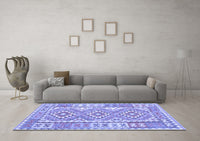 Machine Washable Oriental Blue Traditional Rug, wshcon553blu