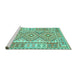 Sideview of Machine Washable Oriental Turquoise Traditional Area Rugs, wshcon553turq