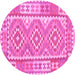 Round Machine Washable Oriental Pink Traditional Rug, wshcon553pnk