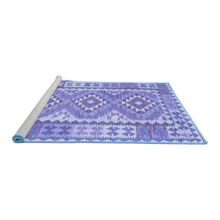 Sideview of Machine Washable Oriental Blue Traditional Rug, wshcon553blu