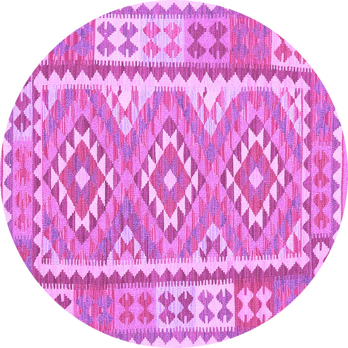 Round Oriental Purple Traditional Rug, con553pur