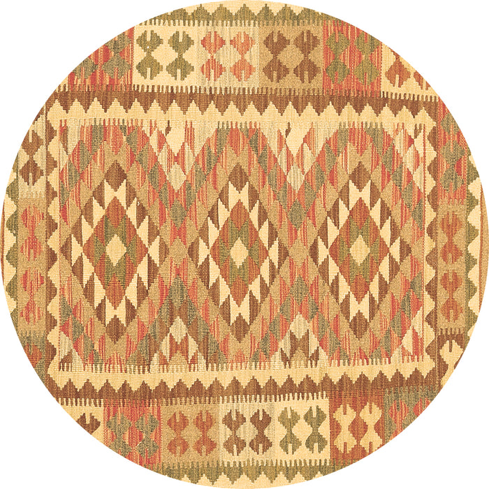 Round Machine Washable Oriental Brown Traditional Rug, wshcon553brn