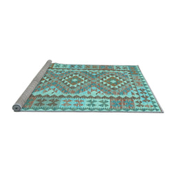Sideview of Machine Washable Oriental Light Blue Traditional Rug, wshcon553lblu