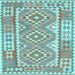 Square Machine Washable Oriental Light Blue Traditional Rug, wshcon553lblu