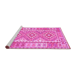 Sideview of Machine Washable Oriental Pink Traditional Rug, wshcon553pnk