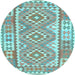 Round Oriental Light Blue Traditional Rug, con553lblu