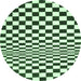 Round Machine Washable Checkered Emerald Green Modern Area Rugs, wshcon554emgrn