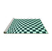 Sideview of Machine Washable Checkered Turquoise Modern Area Rugs, wshcon554turq
