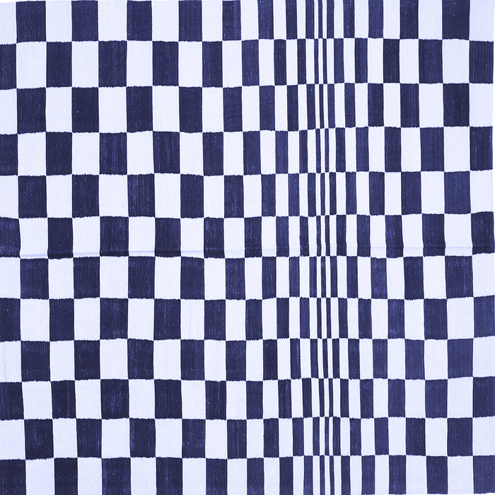 Square Machine Washable Checkered Blue Modern Rug, wshcon554blu