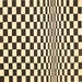 Square Machine Washable Checkered Brown Modern Rug, wshcon554brn