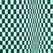 Square Checkered Turquoise Modern Rug, con554turq