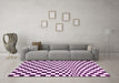 Machine Washable Checkered Pink Modern Rug in a Living Room, wshcon554pnk