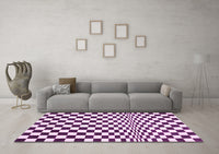 Machine Washable Checkered Pink Modern Rug, wshcon554pnk