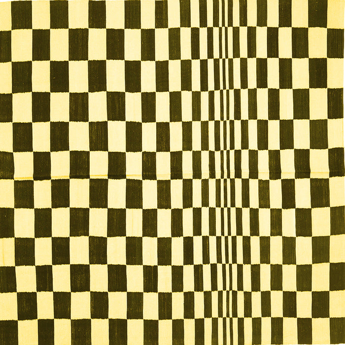 Square Machine Washable Checkered Yellow Modern Rug, wshcon554yw