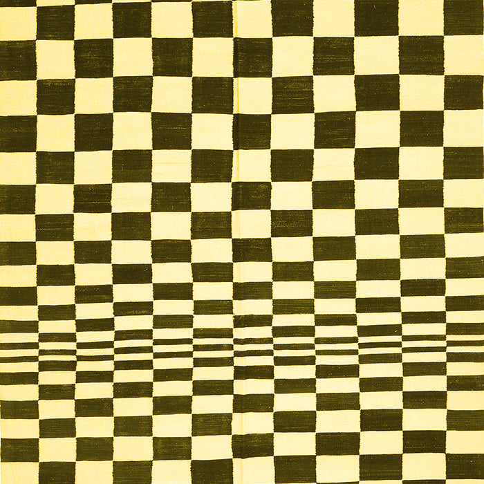 Machine Washable Checkered Yellow Modern Rug, wshcon554yw