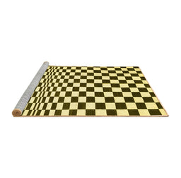 Sideview of Machine Washable Checkered Yellow Modern Rug, wshcon554yw