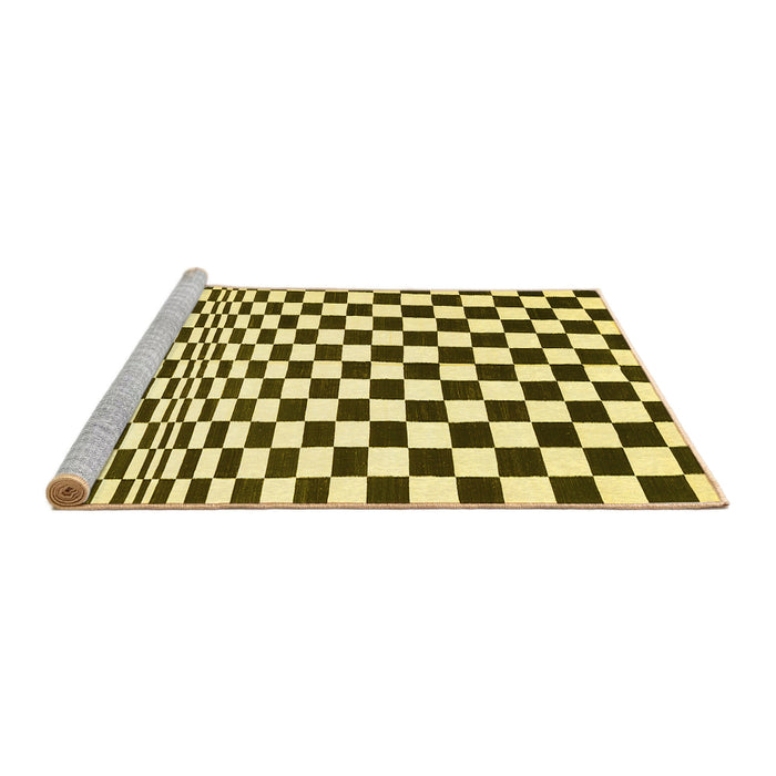 Sideview of Machine Washable Checkered Yellow Modern Rug, wshcon554yw
