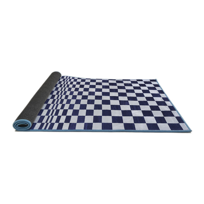 Sideview of Checkered Blue Modern Rug, con554blu