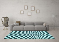 Machine Washable Checkered Light Blue Modern Rug, wshcon554lblu