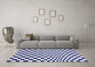 Machine Washable Checkered Blue Modern Rug in a Living Room, wshcon554blu