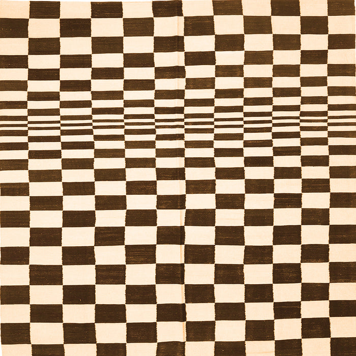 Serging Thickness of Checkered Orange Modern Rug, con554org