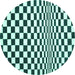 Round Checkered Turquoise Modern Rug, con554turq