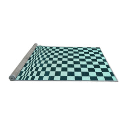 Sideview of Machine Washable Checkered Light Blue Modern Rug, wshcon554lblu
