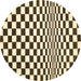 Round Checkered Brown Modern Rug, con554brn