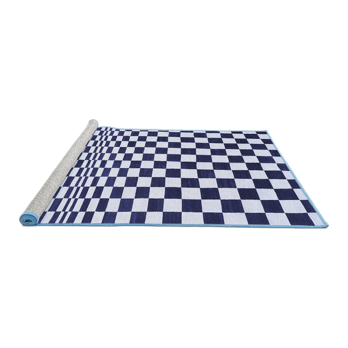 Sideview of Machine Washable Checkered Blue Modern Rug, wshcon554blu