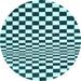 Round Checkered Light Blue Modern Rug, con554lblu