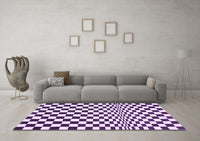 Machine Washable Checkered Purple Modern Rug, wshcon554pur