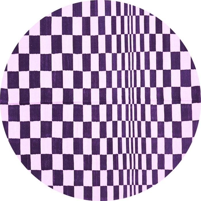 Round Checkered Purple Modern Rug, con554pur