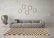 Machine Washable Checkered Orange Modern Area Rugs in a Living Room, wshcon554org