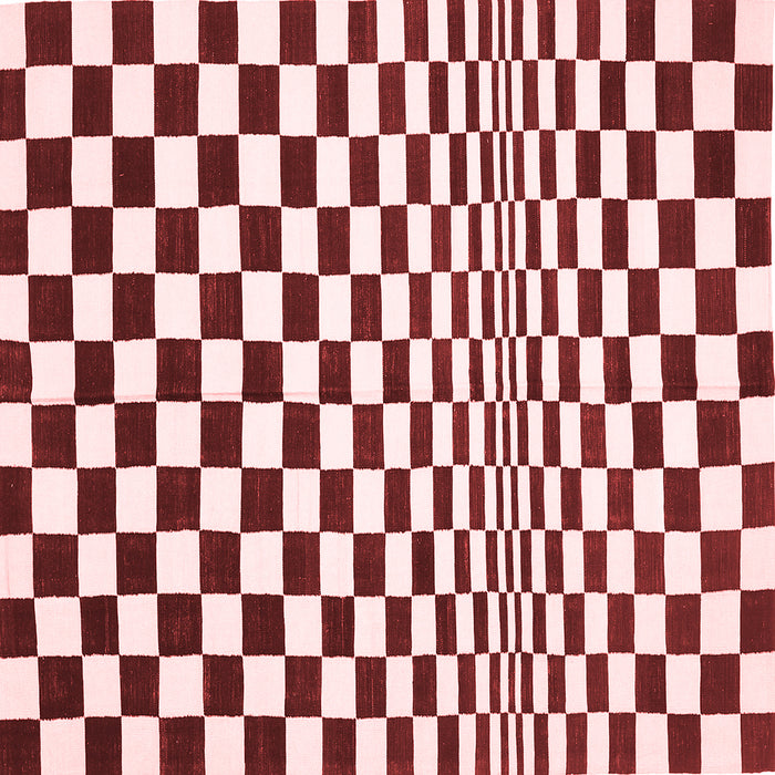 Machine Washable Checkered Red Modern Rug, wshcon554red