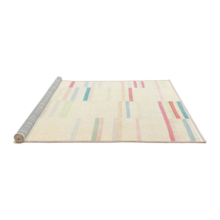 Serging Thickness of Machine Washable Contemporary Lemon Chiffon Beige Rug, wshcon555