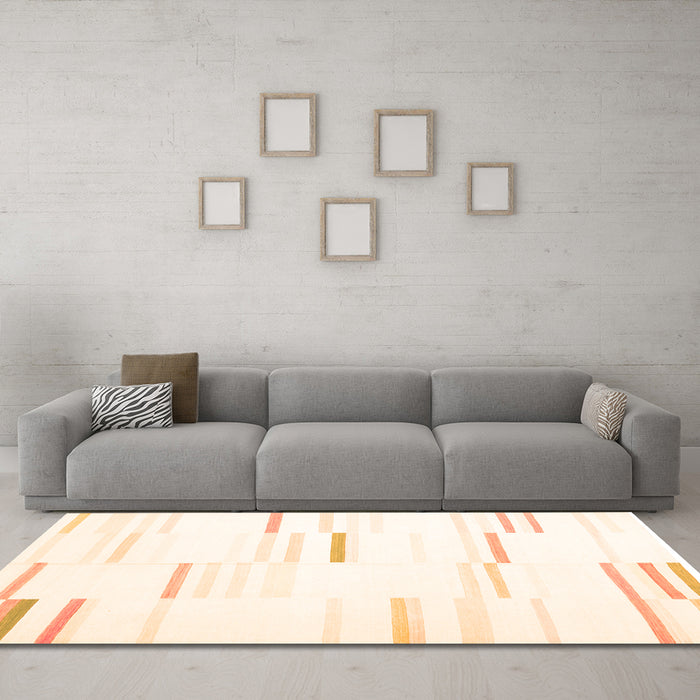 Machine Washable Solid Orange Modern Area Rugs in a Living Room, wshcon555org