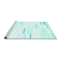 Sideview of Machine Washable Solid Turquoise Modern Area Rugs, wshcon555turq