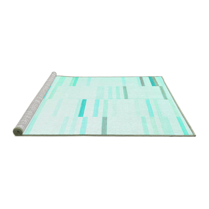 Sideview of Machine Washable Solid Turquoise Modern Area Rugs, wshcon555turq