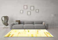 Machine Washable Solid Yellow Modern Rug, wshcon555yw