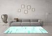 Machine Washable Solid Turquoise Modern Area Rugs in a Living Room,, wshcon555turq