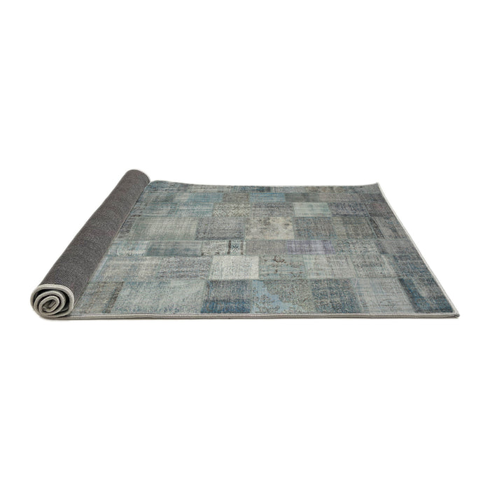 Thickness of Contemporary Dark Gray Patchwork Rug, con556