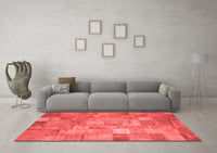 Machine Washable Patchwork Red Transitional Rug, wshcon556red