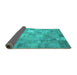 Sideview of Patchwork Turquoise Transitional Rug, con556turq