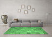 Machine Washable Patchwork Emerald Green Transitional Area Rugs in a Living Room,, wshcon556emgrn