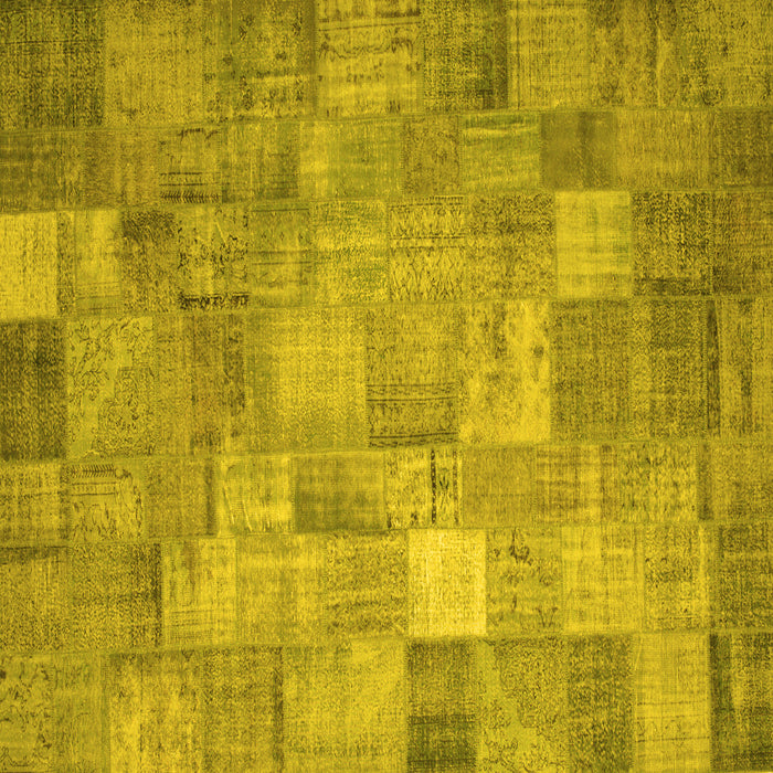 Square Patchwork Yellow Transitional Rug, con556yw