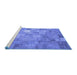 Sideview of Machine Washable Patchwork Blue Transitional Rug, wshcon556blu