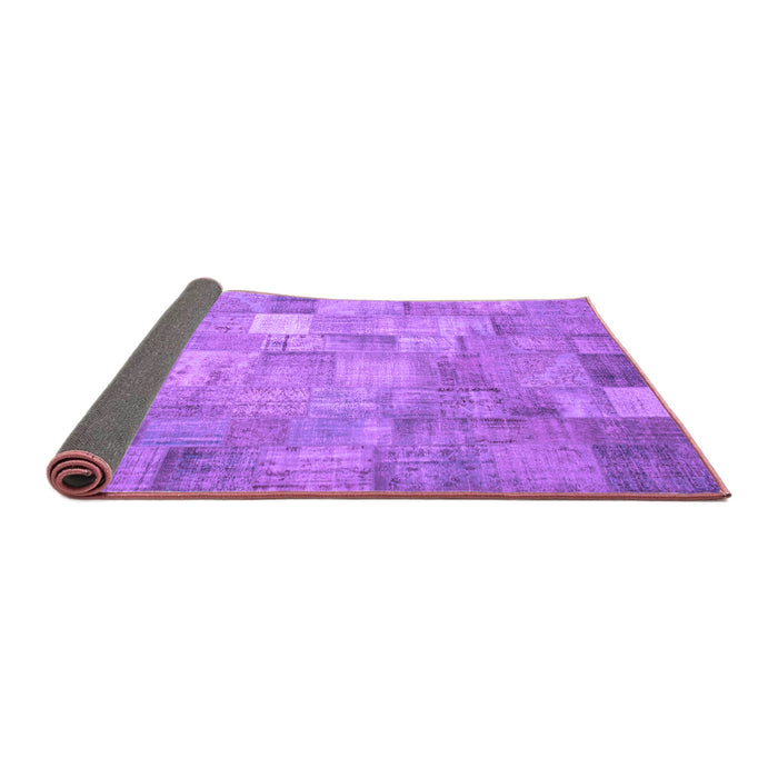 Sideview of Patchwork Purple Transitional Rug, con556pur