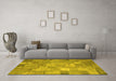 Machine Washable Patchwork Yellow Transitional Rug in a Living Room, wshcon556yw