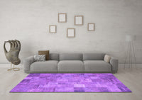 Machine Washable Patchwork Purple Transitional Rug, wshcon556pur
