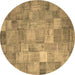 Round Machine Washable Patchwork Brown Transitional Rug, wshcon556brn